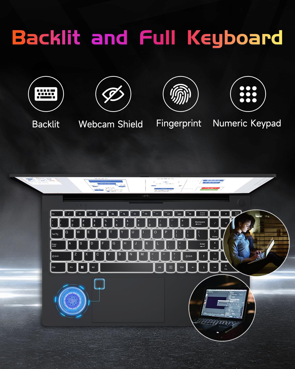 NIMO 15.6 IPS FHD-Laptop, 16GB RAM 1TB SSD Intel Pentium Quad Core N100, Computer with Backlit Keyboard Fingerprint (Beat to i3-1115G4 Up to 3.4GHz) Laptops for Student, Win 11 Blue
