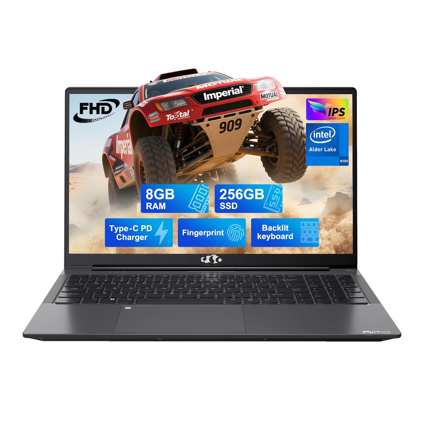 NIMO 15.6 IPS FHD-Laptop, 16GB RAM 1TB SSD Intel Pentium Quad Core N100, Computer with Backlit Keyboard Fingerprint (Beat to i3-1115G4 Up to 3.4GHz) Laptops for Student, Win 11 Blue