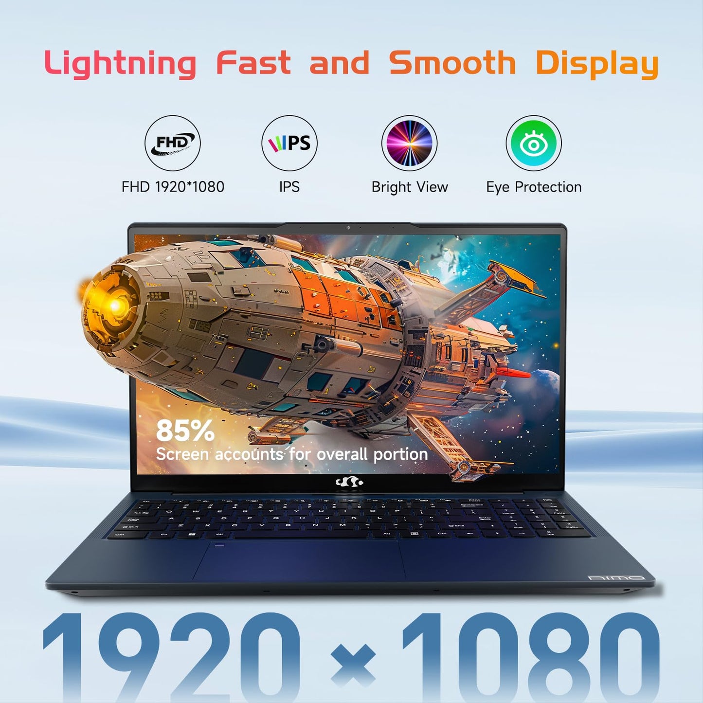 NIMO 15.6 IPS FHD-Laptop, 16GB RAM 1TB SSD Intel Pentium Quad Core N100, Computer with Backlit Keyboard Fingerprint (Beat to i3-1115G4 Up to 3.4GHz) Laptops for Student, Win 11 Blue