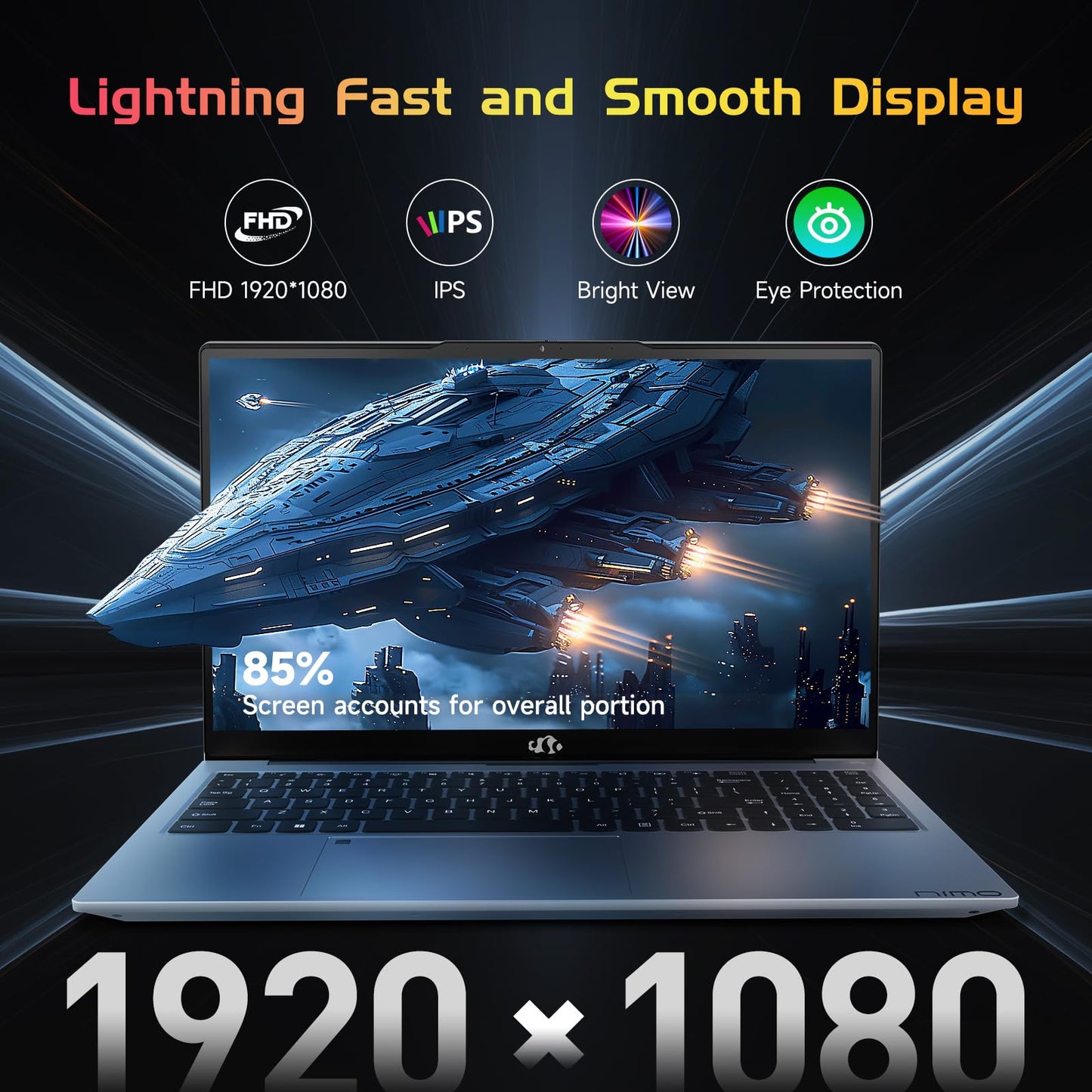 NIMO 15.6 IPS FHD-Laptop, 16GB RAM 1TB SSD Intel Pentium Quad Core N100, Computer with Backlit Keyboard Fingerprint (Beat to i3-1115G4 Up to 3.4GHz) Laptops for Student, Win 11 Blue