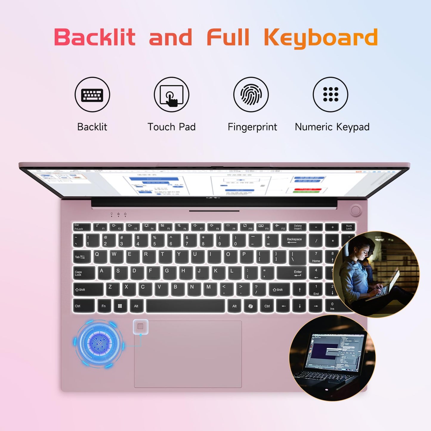 NIMO 15.6 IPS FHD-Laptop, 16GB RAM 1TB SSD Intel Pentium Quad Core N100, Computer with Backlit Keyboard Fingerprint (Beat to i3-1115G4 Up to 3.4GHz) Laptops for Student, Win 11 Blue