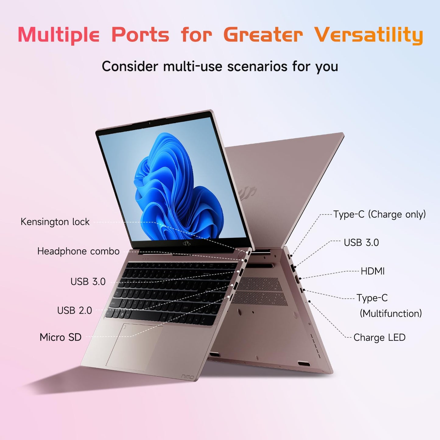 NIMO 15.6 IPS FHD-Laptop, 16GB RAM 1TB SSD Intel Pentium Quad Core N100, Computer with Backlit Keyboard Fingerprint (Beat to i3-1115G4 Up to 3.4GHz) Laptops for Student, Win 11 Blue