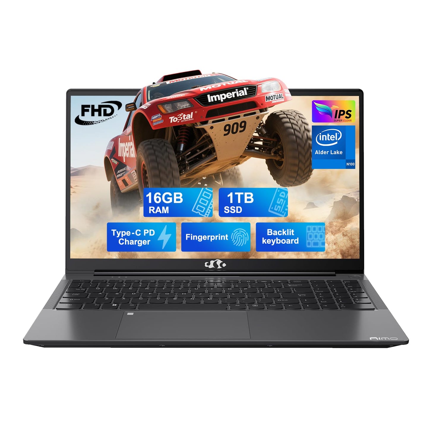 NIMO 15.6 IPS FHD-Laptop, 16GB RAM 1TB SSD Intel Pentium Quad Core N100, Computer with Backlit Keyboard Fingerprint (Beat to i3-1115G4 Up to 3.4GHz) Laptops for Student, Win 11 Blue