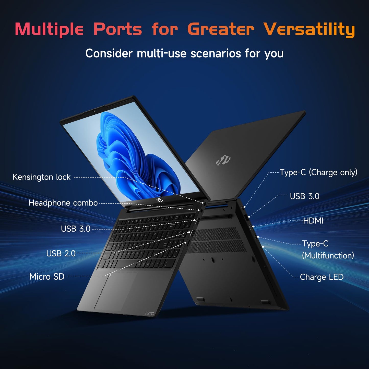 NIMO 15.6 IPS FHD-Laptop, 16GB RAM 1TB SSD Intel Pentium Quad Core N100, Computer with Backlit Keyboard Fingerprint (Beat to i3-1115G4 Up to 3.4GHz) Laptops for Student, Win 11 Blue