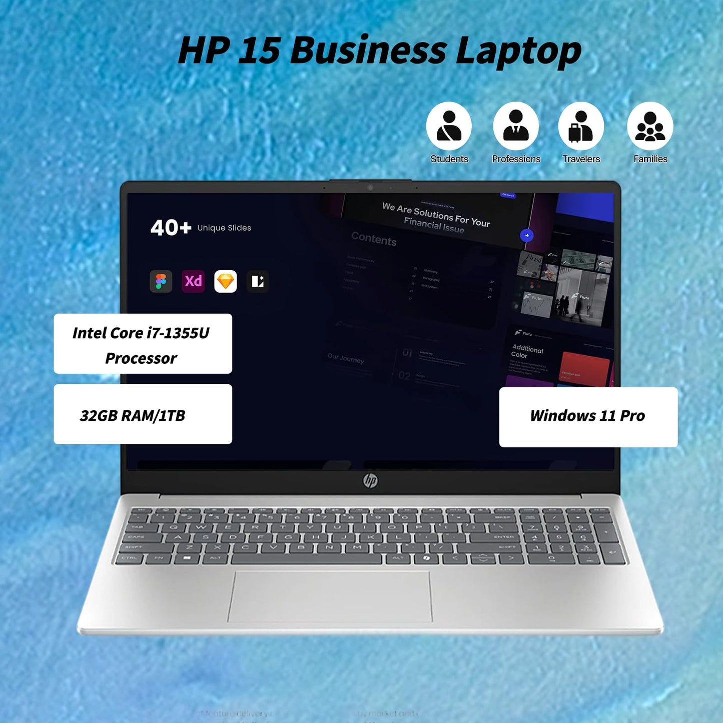 HP Premium Touchscreen Laptop Computer - 15.6" FHD IPS, Intel 10-Core i7 1355U CPU, Intel Iris Xe Graphics, Numeric Pad, WIFI6, Copilot AI PC, Win11 Pro for Business & Students(32GB RAM + 1TB SSD)