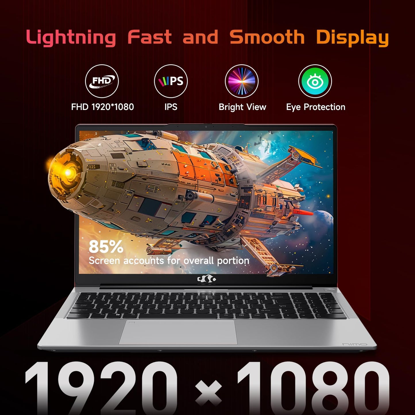 NIMO 15.6 IPS FHD-Laptop, 16GB RAM 1TB SSD Intel Pentium Quad Core N100, Computer with Backlit Keyboard Fingerprint (Beat to i3-1115G4 Up to 3.4GHz) Laptops for Student, Win 11 Blue