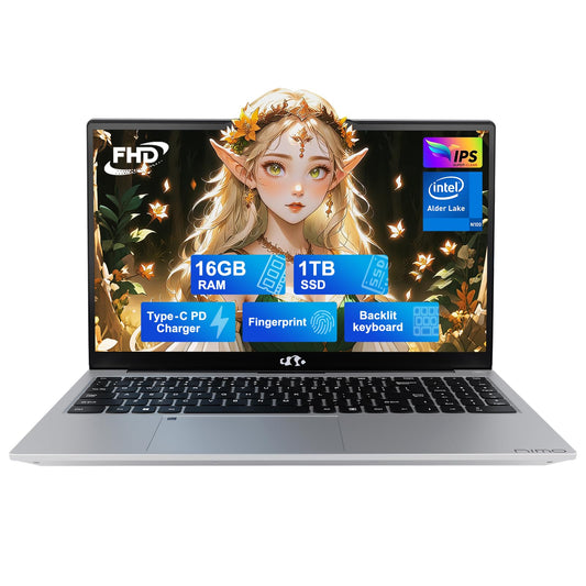 NIMO 15.6 IPS FHD-Laptop, 16GB RAM 1TB SSD Intel Pentium Quad Core N100, Computer with Backlit Keyboard Fingerprint (Beat to i3-1115G4 Up to 3.4GHz) Laptops for Student, Win 11 Blue