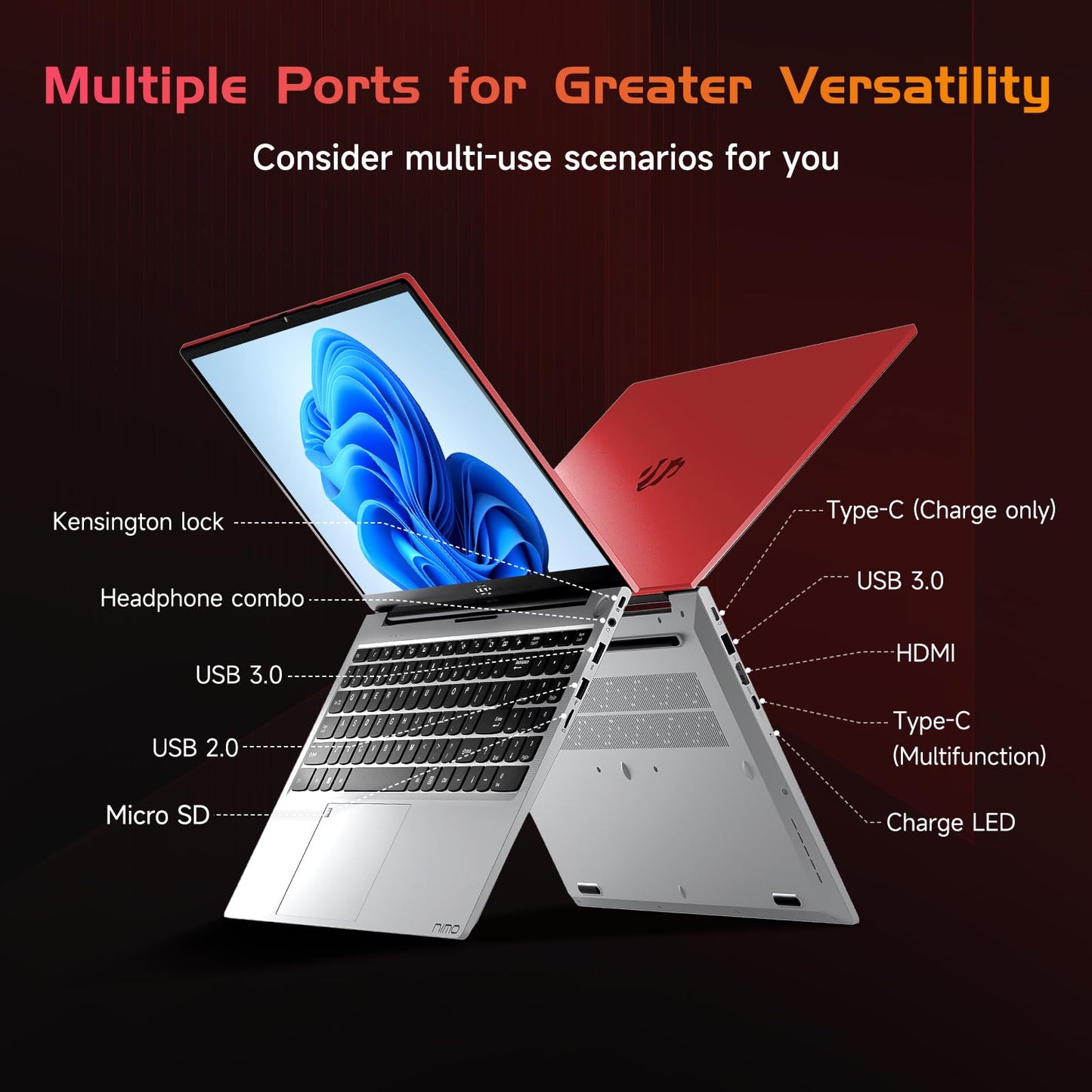 NIMO 15.6 IPS FHD-Laptop, 16GB RAM 1TB SSD Intel Pentium Quad Core N100, Computer with Backlit Keyboard Fingerprint (Beat to i3-1115G4 Up to 3.4GHz) Laptops for Student, Win 11 Blue